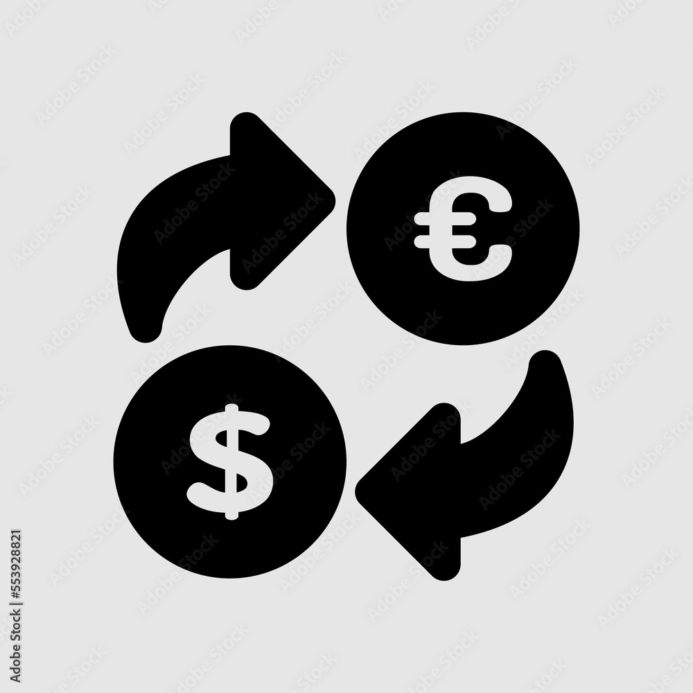 Money exchange icon in solid style about travel, use for website mobile app presentation Money exchange icon in solid style about travel, use for website mobile app presentation