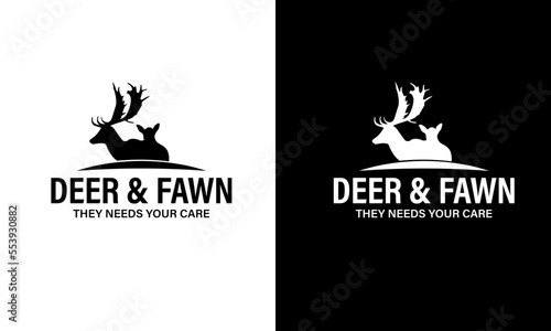 vintage deer head young fawn vector logo design