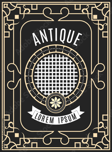 Label Vintage Ornament Design with Antique Victorian style and Decorative Patterns