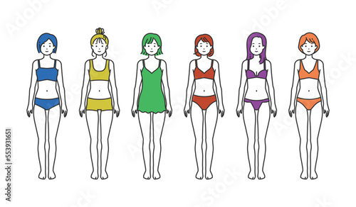 下着姿の人物イラストセット