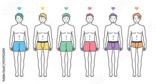 下着姿の人物イラストセット