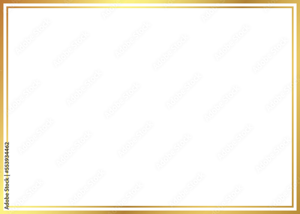 Double rectangle gold frame, duo line golden border isolated on ...