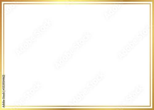 Double rectangle gold frame, duo line golden border isolated on transparent background, PNG template for 7:5 scale ratio picture, card