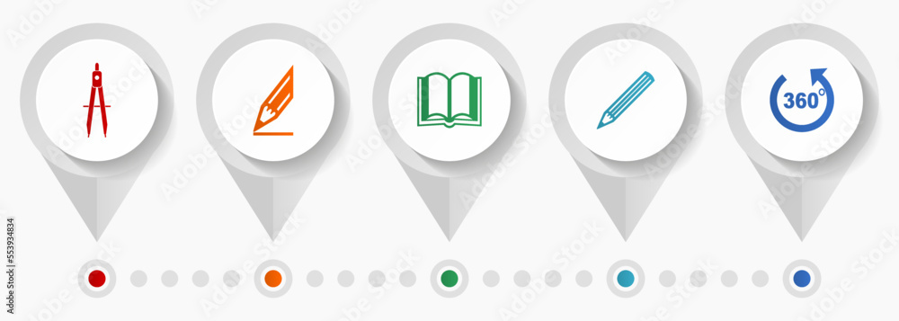 Education vector icons, school flat design web pointers collection, business concept infographic template Education vector icons, school flat design web pointers collection, business concept infographic template