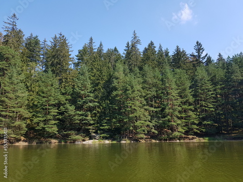 Wonderful lake scenery in the mountains at the forest
