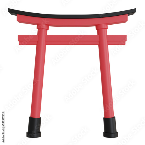 3D style torii with transparent background. 3D rendering. 3d illustration.