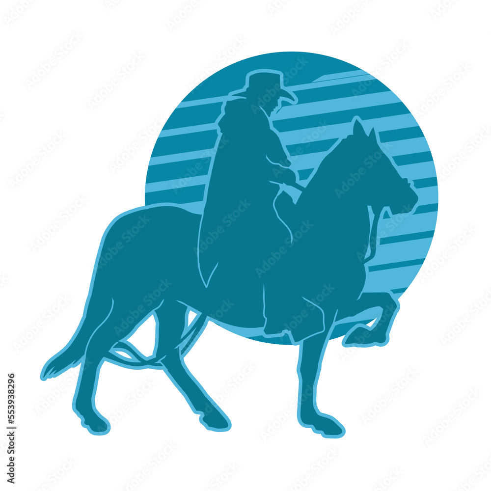 Silhouette of a cowboy riding a horse isolated vector silhouette.
