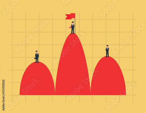 Unequal business success. challenge to overcome difficulty