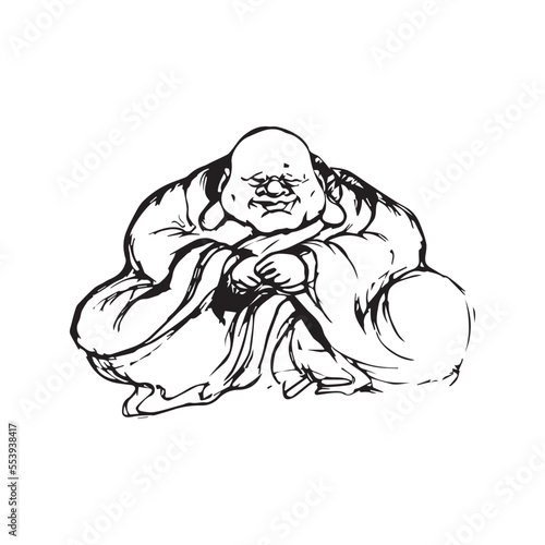 Happy Laughing Buddha sitting Vector illustration eps