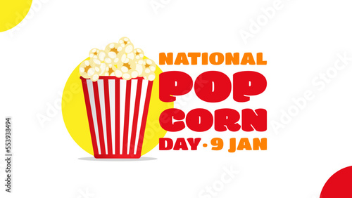 National popcorn day background vector flat style. Suitable for poster, cover, web, social media banner.