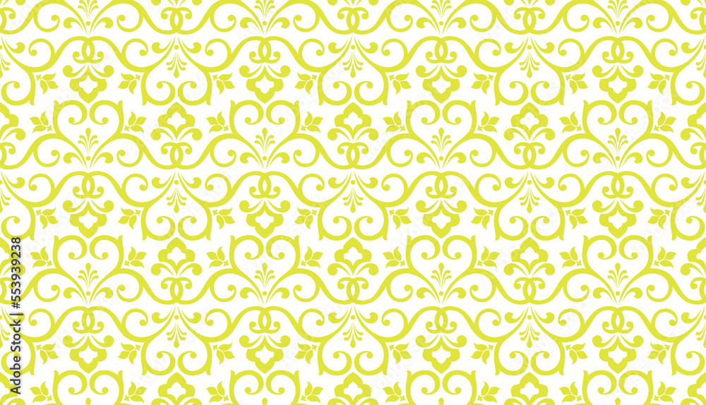 Flower geometric pattern. Seamless vector background. White and yellow ornament Flower geometric pattern. Seamless vector background. White and yellow ornament