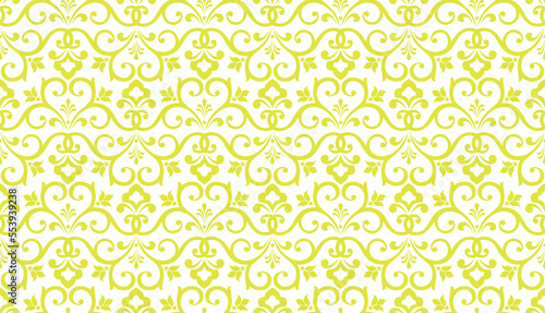 Flower geometric pattern. Seamless vector background. White and yellow ornament