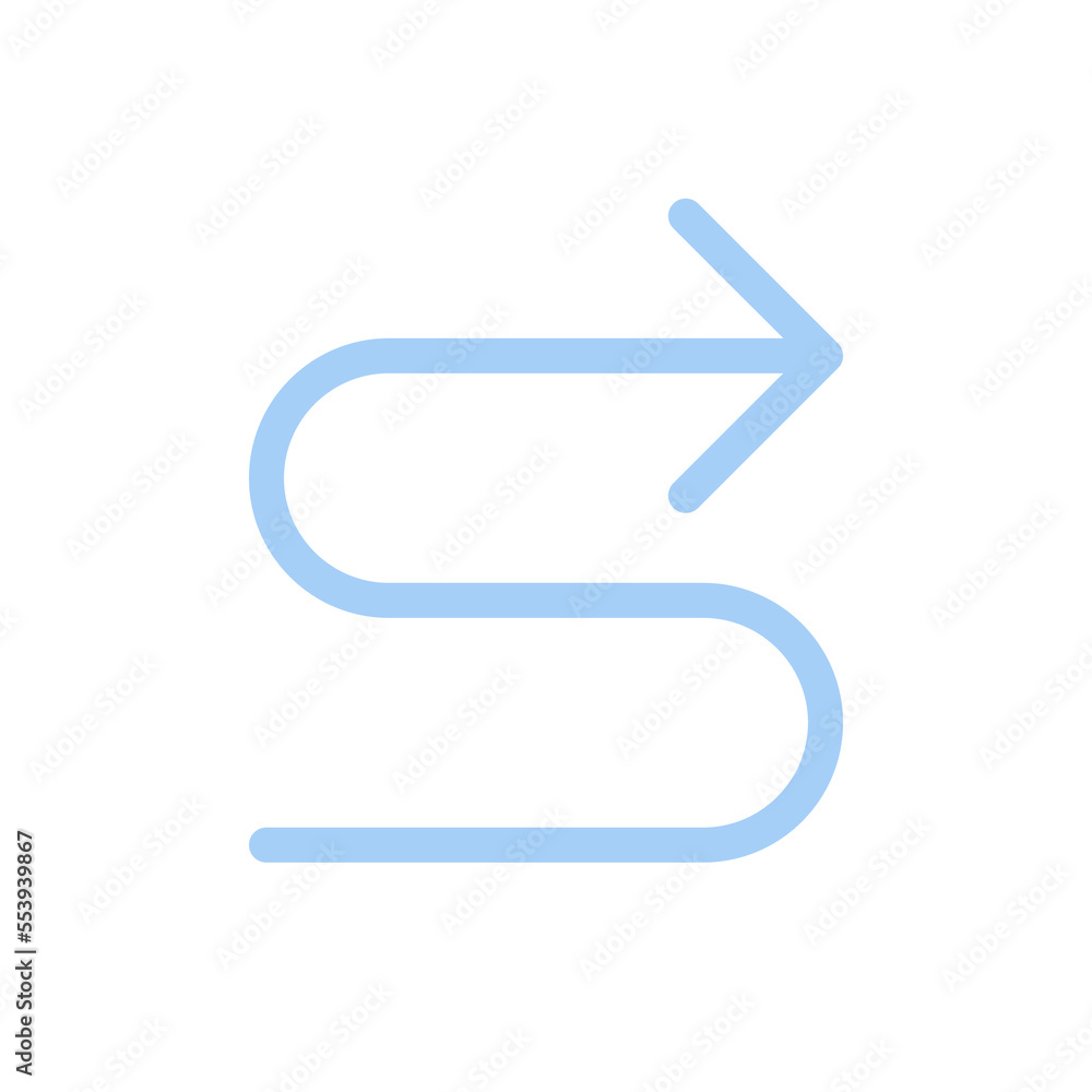 Right winding road arrow flat color ui icon. Follow direction. Road sign. Driving car. Finding route. Simple filled element for mobile app. Colorful solid pictogram. Vector isolated RGB illustration Right winding road arrow flat color ui icon. Follow direction. Road sign. Driving car. Finding route. Simple filled element for mobile app. Colorful solid pictogram. Vector isolated RGB illustration