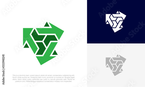 arrow recycle 3d logo design vector