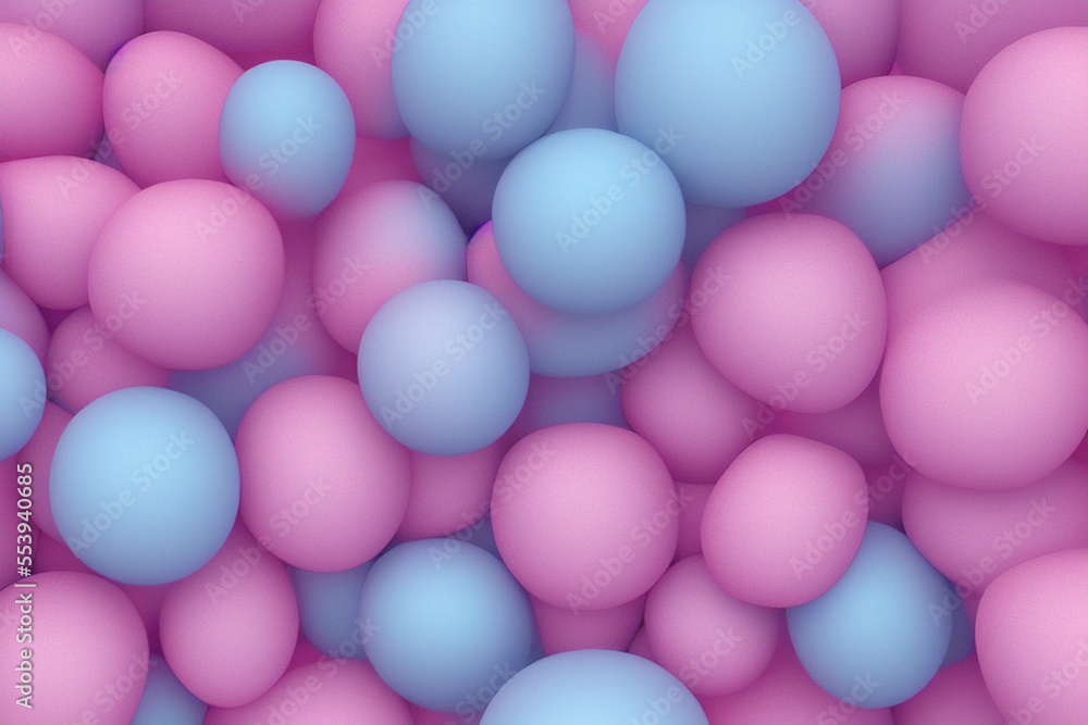 Close up of fluffy pink and blue cotton balls