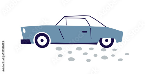 Retro auto in Scandinavian style. Cute passenger muscle car. Vintage automobi...