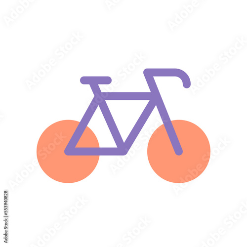 Bicycle flat color ui icon. Riding bike. Rental service. Transportation mode. GPS navigation. Simple filled element for mobile app. Colorful solid pictogram. Vector isolated RGB illustration