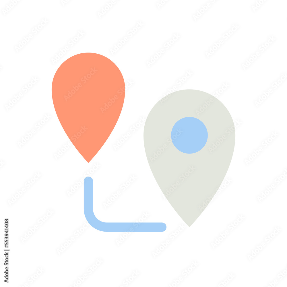 Planning route flat color ui icon. GPS navigation. Walking distance. Move from one location to another. Simple filled element for mobile app. Colorful solid pictogram. Vector isolated RGB illustration Planning route flat color ui icon. GPS navigation. Walking distance. Move from one location to another. Simple filled element for mobile app. Colorful solid pictogram. Vector isolated RGB illustration