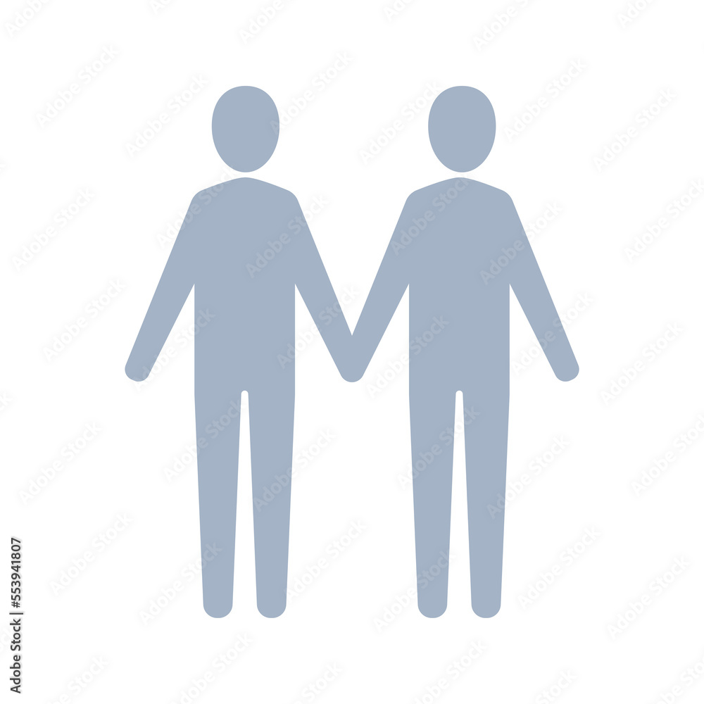 People holding hands icon, human silhouette illustration