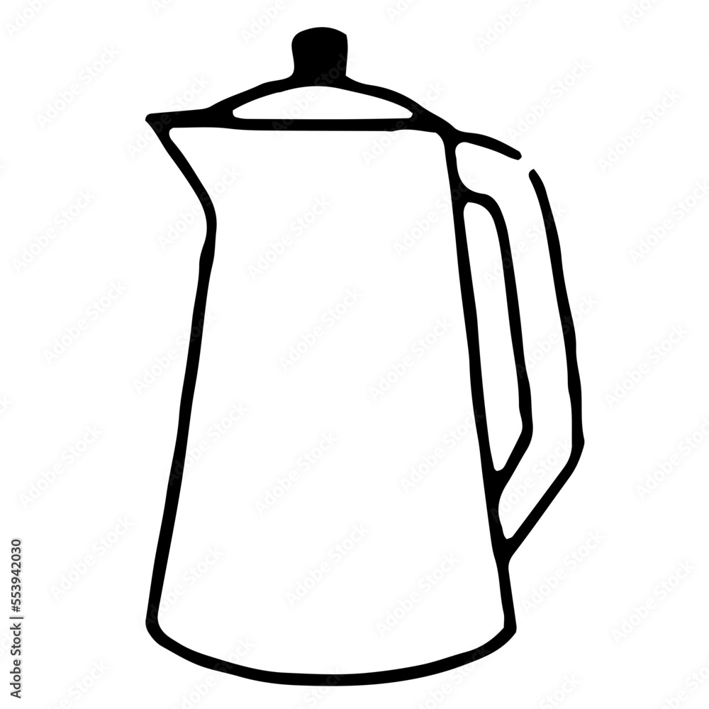 Fototapeta premium Kettle cartoon vector illustration in minimal design