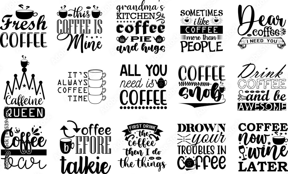Fototapeta premium Coffee Quotes SVG Bundle 06