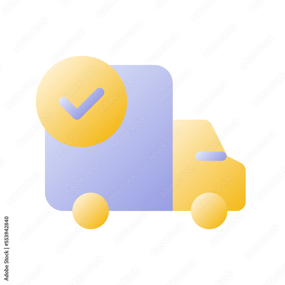 Shipment complete flat gradient two-color ui icon. Delivery service. Successful cargo transportation. Simple filled pictogram. GUI, UX design for mobile application. Vector isolated RGB illustration