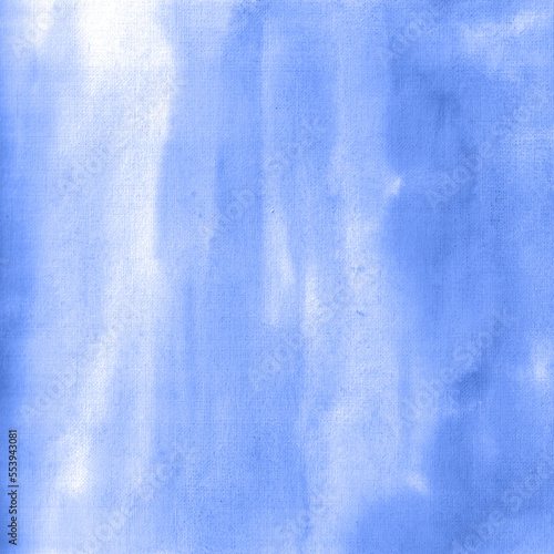 Hand Drawn Bright Background with Watercolor Blue Splashes. Blue and White Background.