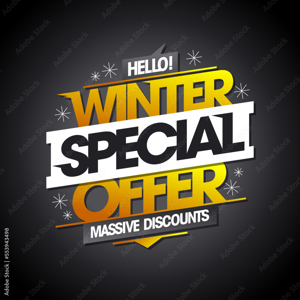 Winter special offer, massive discounts - sale web banner template