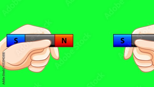 Magnetic attraction and repulsion on green screen
