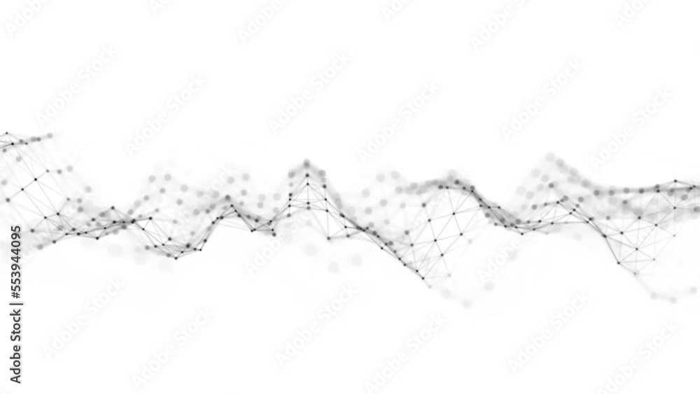 Dynamic wave with connected dots and lines on a white background ...