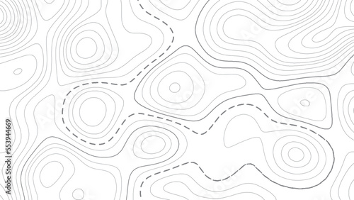 Topographic texture map on white background. Topo map elevation lines. Contour vector abstract vector illustration. Geographic world topography.