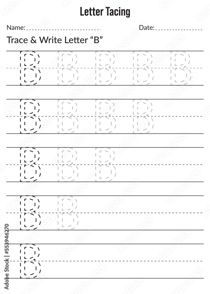 Alphabet Letter Tracing Worksheet. Writing A-z Exercise. Letter Tracing BA8