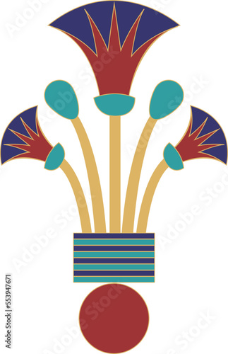 The Pharaonic symbol Lotus Flower  of Ancient Egypt  - Illustration Vector with ancient Egyptian Color palettes	
