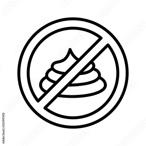 No dog pooping round sign. Shitting is not allowed.