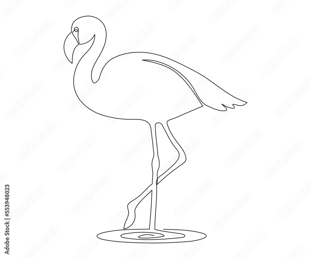 abstract black and white monochrome flamingo logo. hand-drawn mono line, one line art