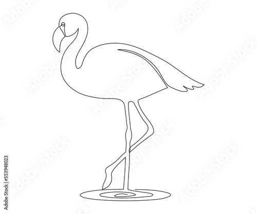 abstract black and white monochrome flamingo logo. hand-drawn mono line, one line art
