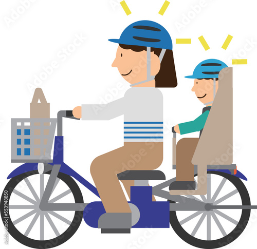 ヘルメットを着用して自転車に乗っているイラスト