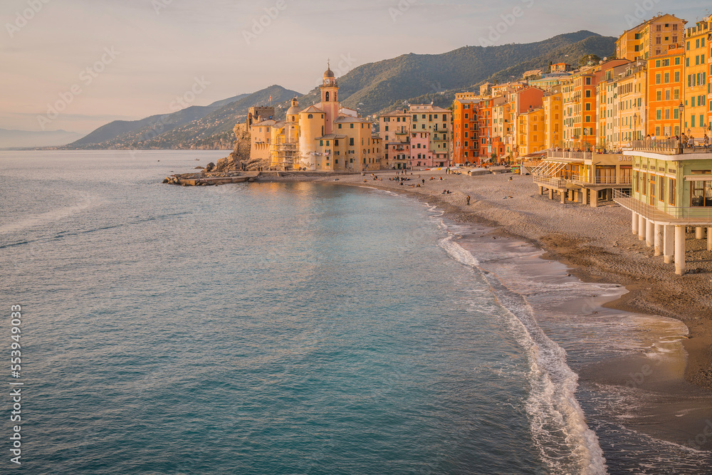Camogli, Ligurian Coast, Italy in the sunset