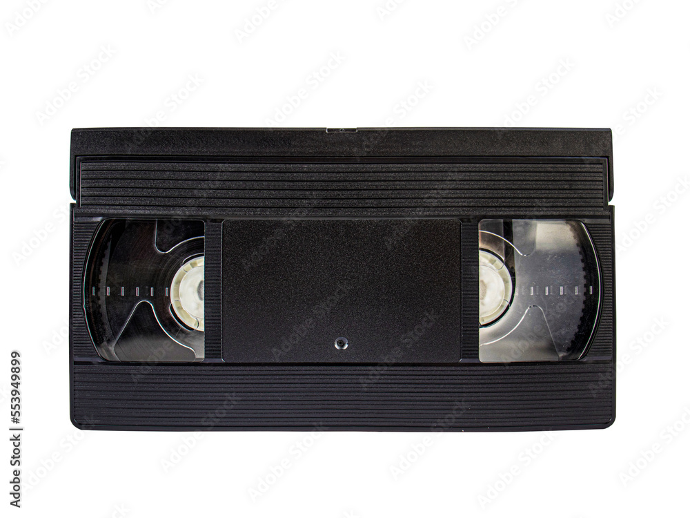 video cassette isolated on white background, copy space, top view, Retro  