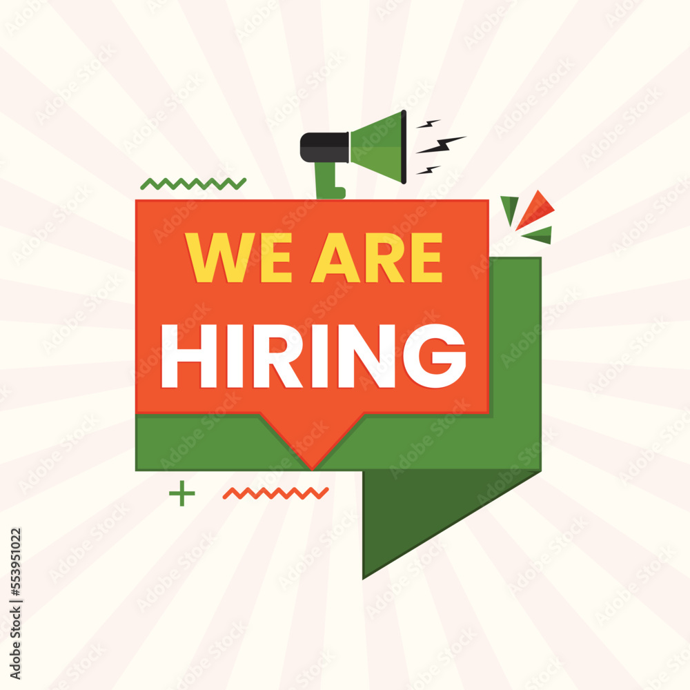 Fototapeta premium we are hiring join us banner design with Loudspeaker or megaphone