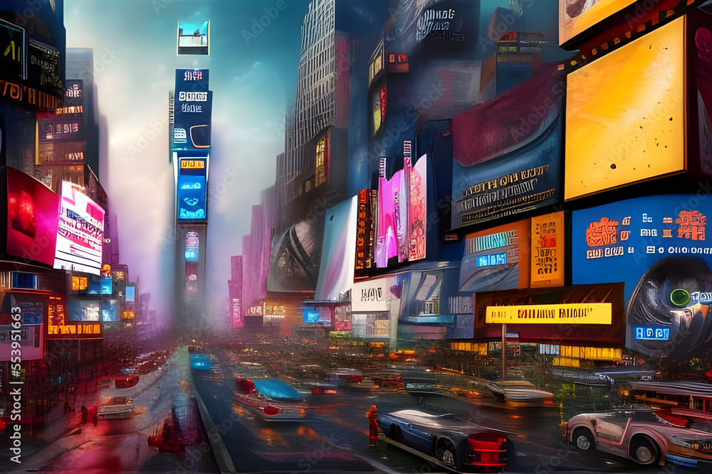 Abstract city streets at night. Urban night background. Digital illustration. CG Artwork Background