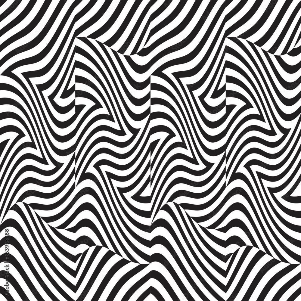Warped pattern with lines.Unusual poster Design .Vector stripes .Geometric  texture

