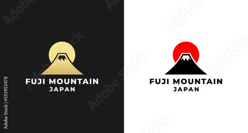mount fuji logo or mount fuji logo vector isolated. Illustration of Mount Fuji, Japan. Best mount fuji logo in elegant style. Mountain fujiyama logo for content about Japan.