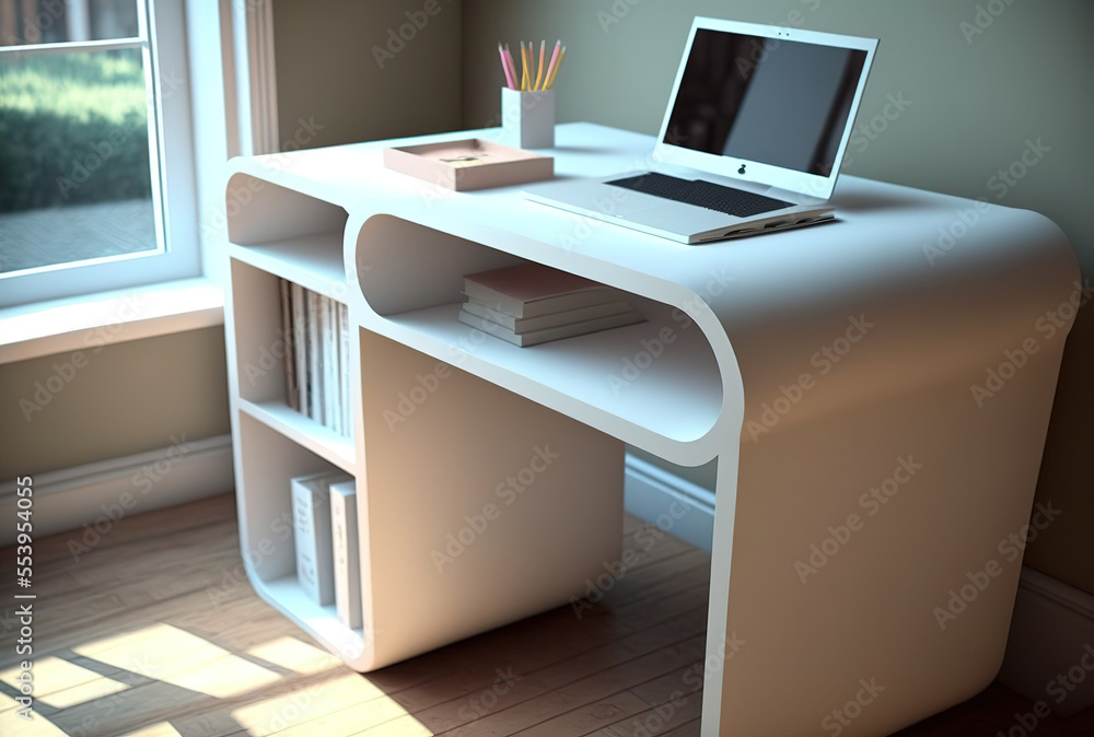 neat, simple desk with space for copies. Generative AI neat, simple desk with space for copies. Generative AI