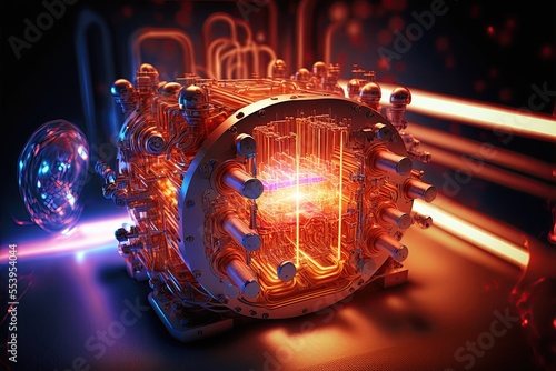 Nuclear fusion experiment with a laser reactor in an atomic astrophysics laboratory. Generation of clean electricity in an eco-friendly way. It is the same process that powers the sun and other stars.