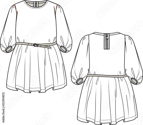 KIDS AND TEEN GIRLS DRESS FLAT DESIGN VECTOR SKETCH