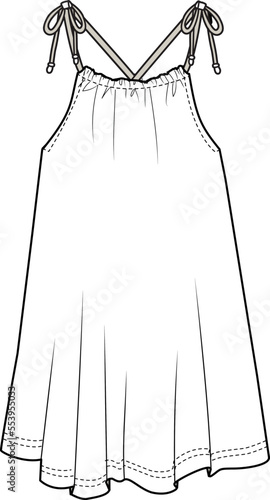GIRL WEAR PRINTED DRESS FLAT DESIGN VECTOR