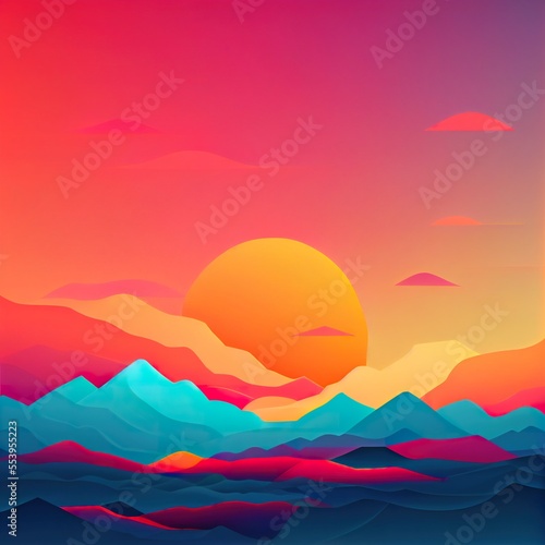 Mountains gradient background Digital illustration
