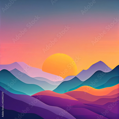 Mountains gradient background Digital illustration