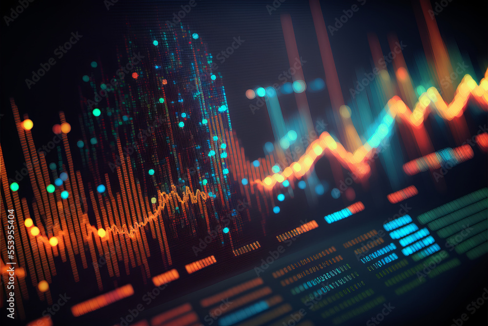 Stock market trading investment candlestick graph. Finance and economy concept. Generative ai - obrazy, fototapety, plakaty 